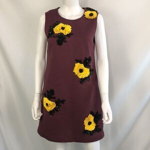 Anthropologie Purple Dress with Yellow Floral Accents